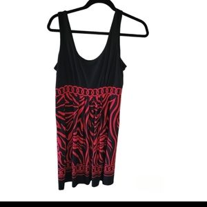 Glamour black & red sleeveless animal print dress.